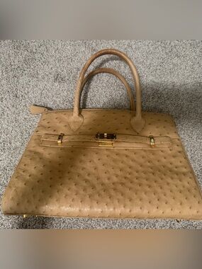 “Genuine” Tan Ostrich Bag “Birkinstyle”